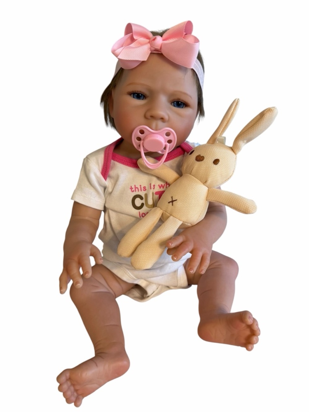 18” Anatomically Correct Silicone Sweet Girl Baby Doll with Magnetic Pacifiers - Picture 12 of 15